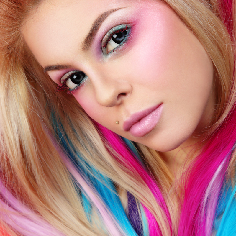 Hair embellishments and colorful hair extensions